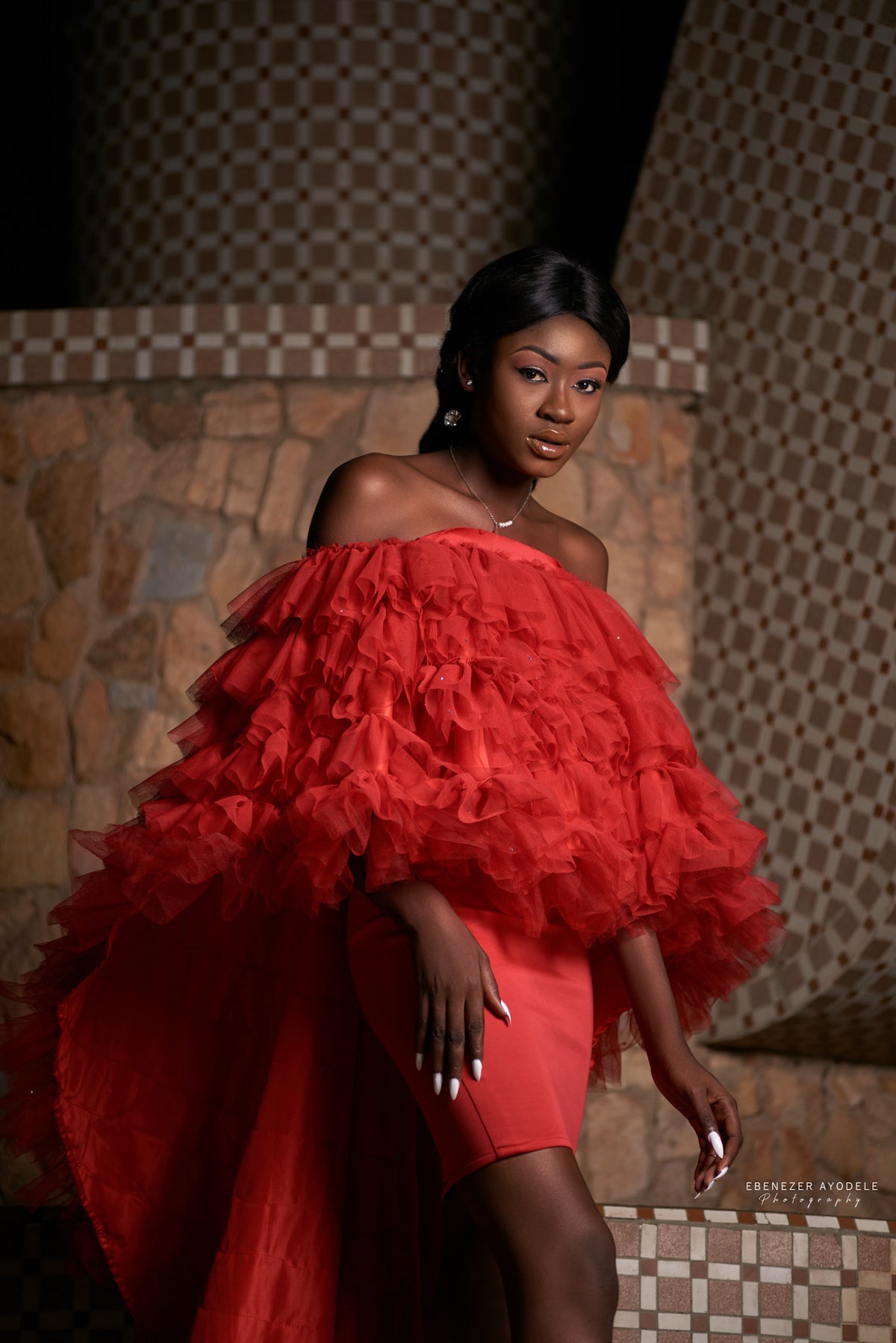 Shinne's Red Tulle Dress - SHINNE