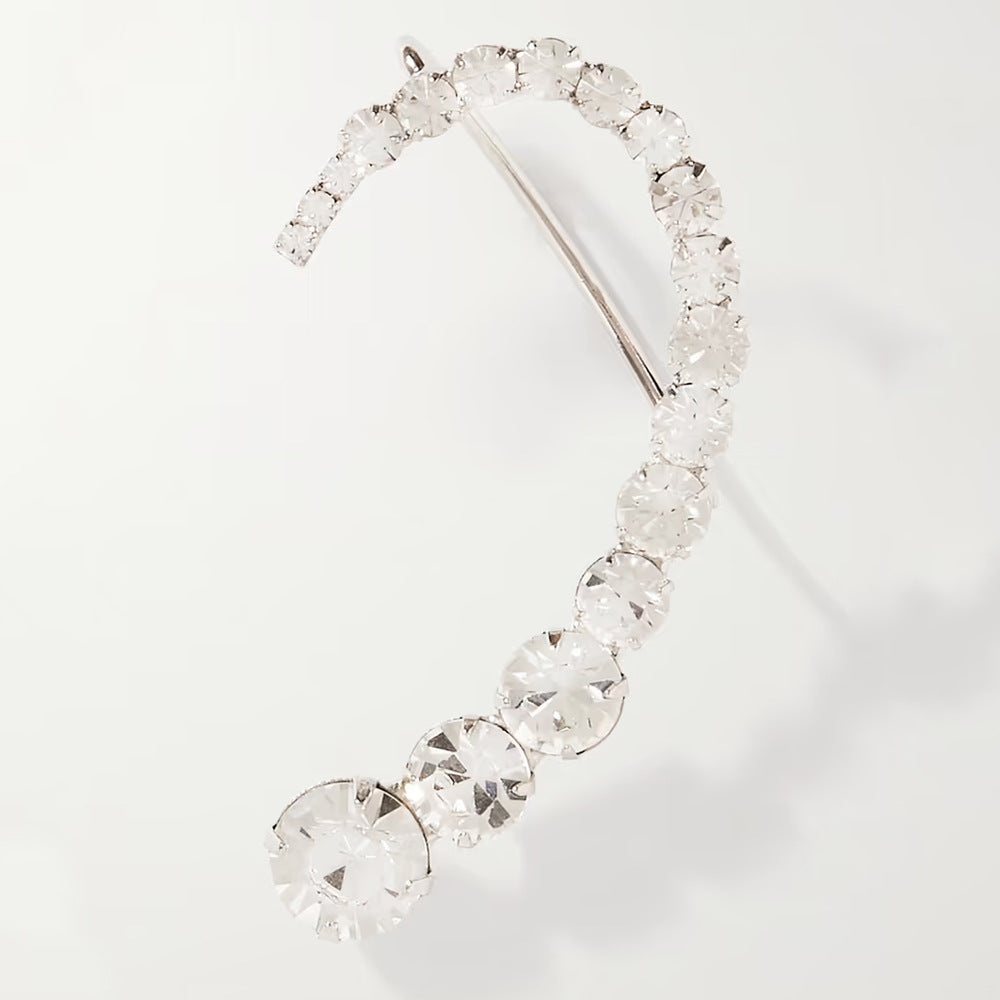 Popular geometric rhinestone earrings fashion full diamond curved left ear earrings for women Earrings - SHINNE