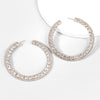 diamond-set rhinestone round earrings women's fashion earrings party - SHINNE