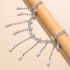 Exaggerated multi-layered tassel necklace, luxury cold style diamond-filled pearl clavicle chain - SHINNE