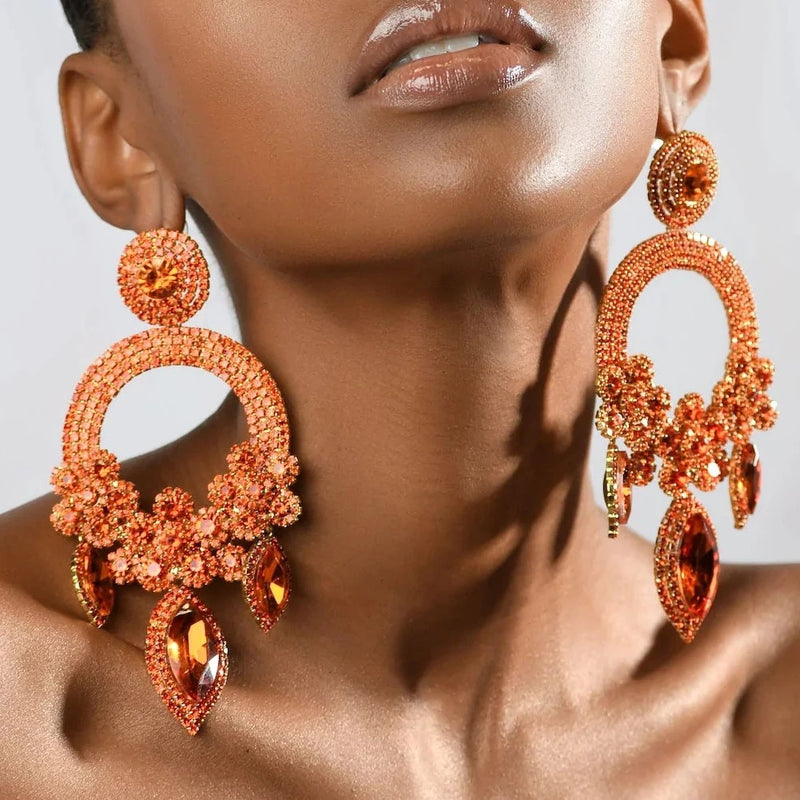 New flower-shaped exaggerated earrings for women, fashion high-end ins geometric pendant earrings earrings - SHINNE