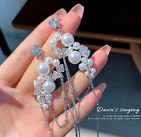 Light luxury, high-end, super long pearl tassel earrings - SHINNE