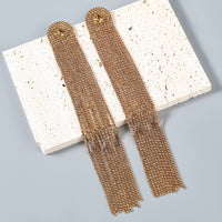 earrings inlaid with diamonds and rhinestones long tassel earrings trendy women's earrings - SHINNE