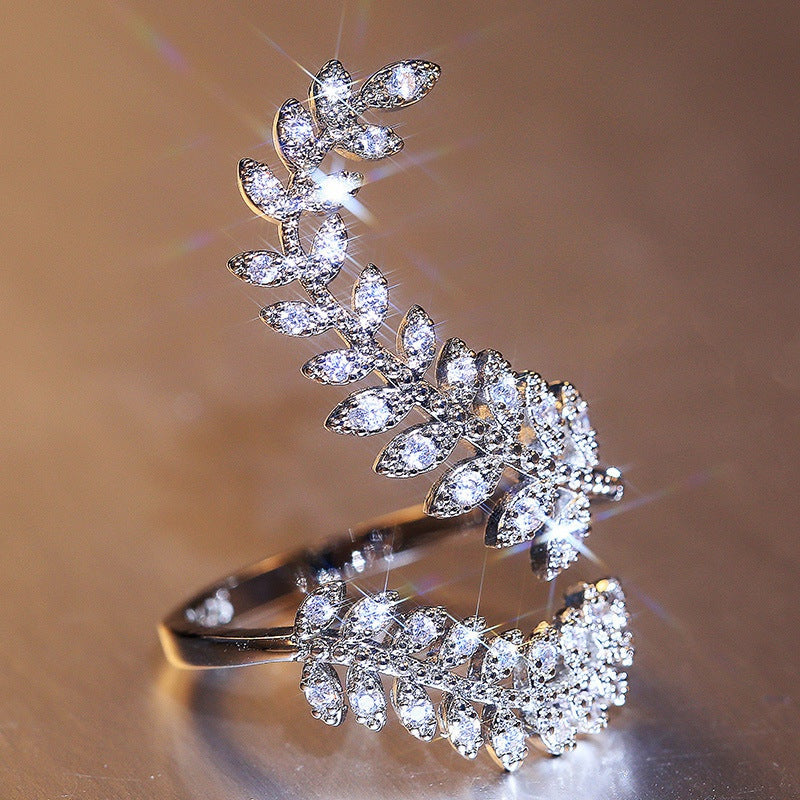 European and American alloy geometric olive leaf ring - SHINNE