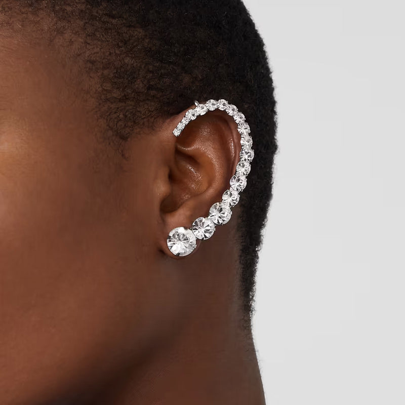 Popular geometric rhinestone earrings fashion full diamond curved left ear earrings for women Earrings - SHINNE