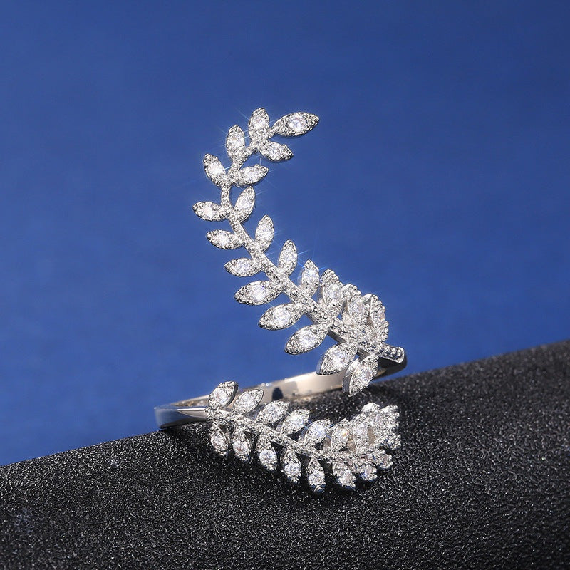 European and American alloy geometric olive leaf ring - SHINNE
