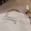 Super fairy zircon butterfly splicing pearl necklace Korean high-end niche simple long tassel chain clavicle chain trend - SHINNE