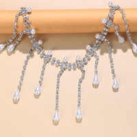 Exaggerated multi-layered tassel necklace, luxury cold style diamond-filled pearl clavicle chain - SHINNE