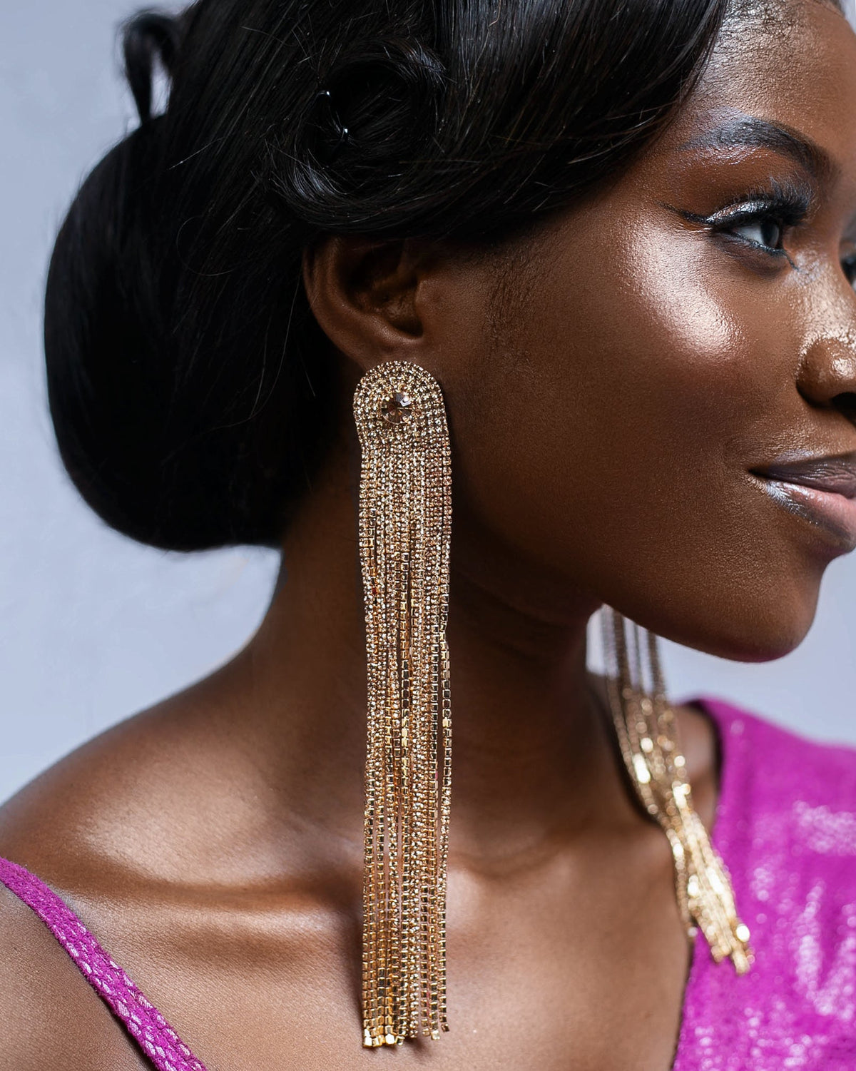 earrings inlaid with diamonds and rhinestones long tassel earrings trendy women's earrings - SHINNE