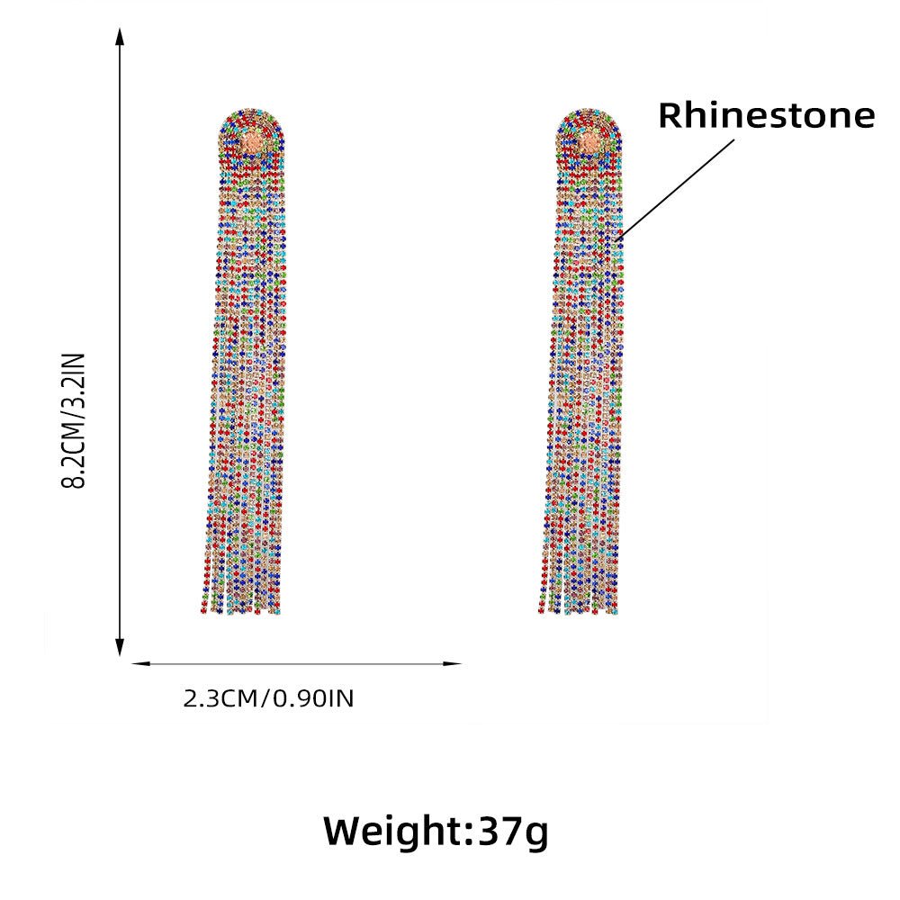 earrings inlaid with diamonds and rhinestones long tassel earrings trendy women's earrings - SHINNE