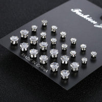 fashionable and simple 12 pairs of zircon earrings - SHINNE