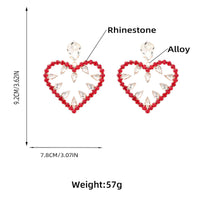 full - diamond love - shaped earrings for women, exaggerated earrings super claw chain dinner earrings - SHINNE