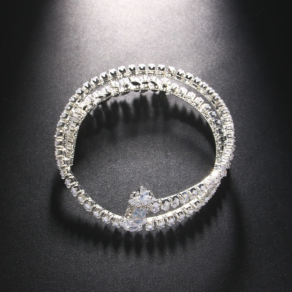 Full diamond open zircon bracelet, retro style multi - layered bracelet, women's fashionable and versatile bracelet - SHINNE