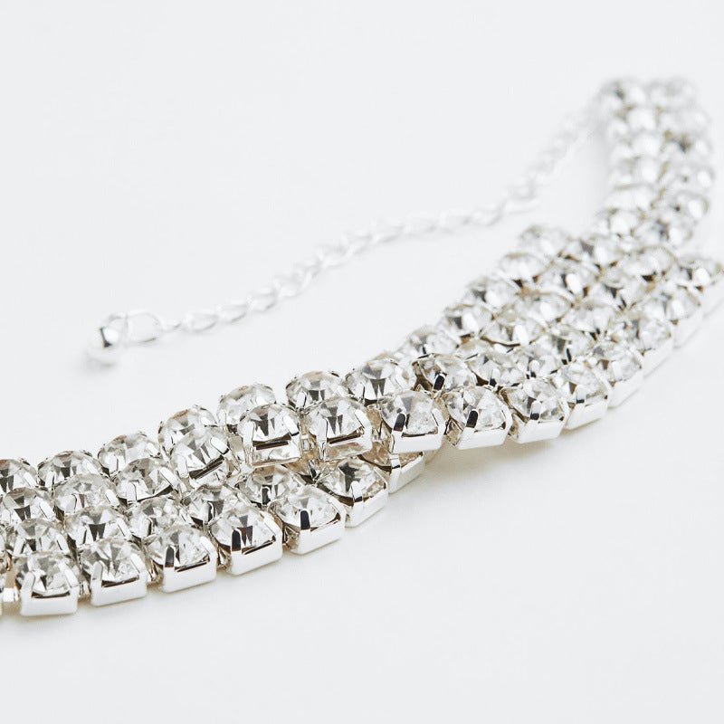 Hot Rhinestone Necklace Personalized Sparkling Multi - layer Twisted Necklace Versatile Accessories - SHINNE
