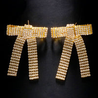 Hot selling bow fashion tassel rhinestone women earrings - SHINNE