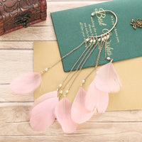 Hot - selling earrings super fairy exaggerated bohemian feather tassel long earrings for women - SHINNE