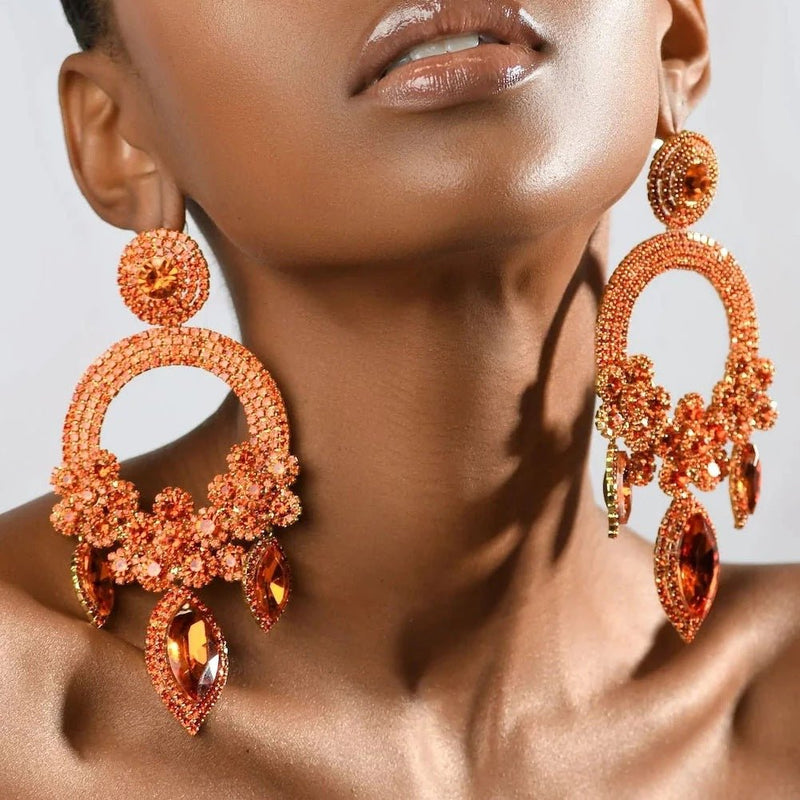 New flower - shaped exaggerated earrings for women, fashion high - end ins geometric pendant earrings earrings - SHINNE
