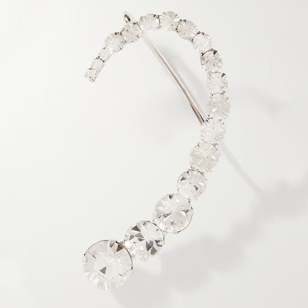 Popular geometric rhinestone earrings fashion full diamond curved left ear earrings for women Earrings - SHINNE