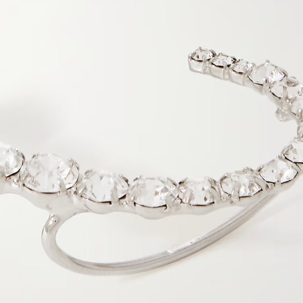 Popular geometric rhinestone earrings fashion full diamond curved left ear earrings for women Earrings - SHINNE