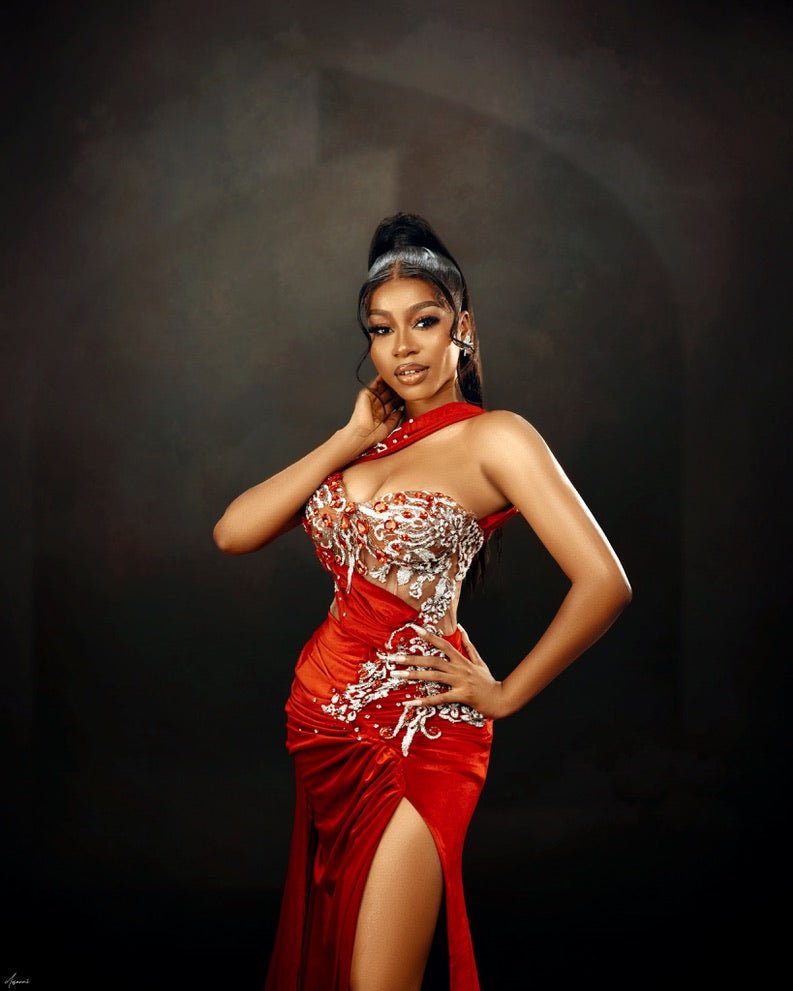 Shinne's Red Evening Dress - SHINNE