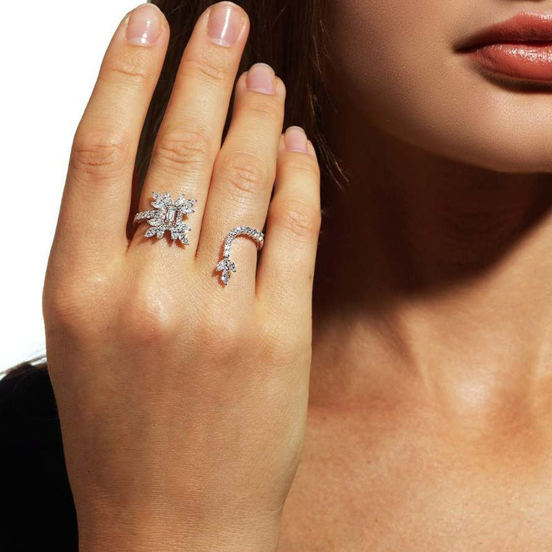 Simple style zircon ring women's flower shape high - end female ring wedding accessories ring - SHINNE