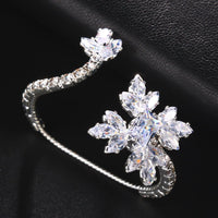Simple style zircon ring women's flower shape high - end female ring wedding accessories ring - SHINNE