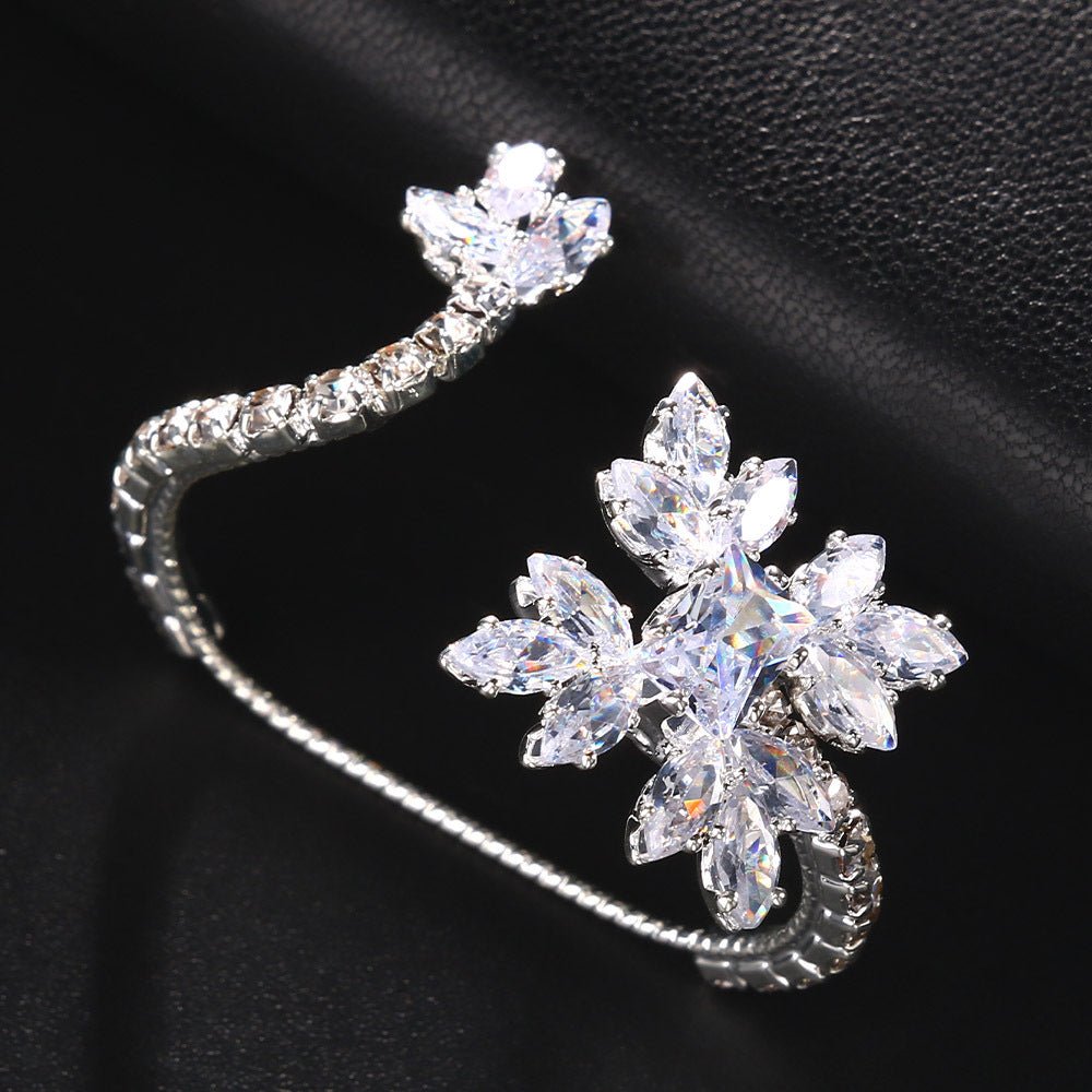 Simple style zircon ring women's flower shape high - end female ring wedding accessories ring - SHINNE