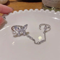 Super fairy zircon butterfly splicing pearl necklace Korean high - end niche simple long tassel chain clavicle chain trend - SHINNE