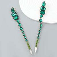 Super Flash Claw Chain Alloy Diamond Glass Diamond Long Exaggerated Earrings Women's Dinner Earrings - SHINNE