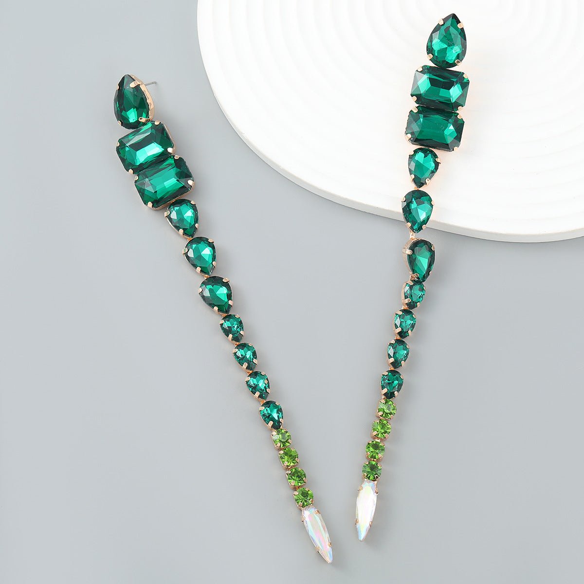 Super Flash Claw Chain Alloy Diamond Glass Diamond Long Exaggerated Earrings Women's Dinner Earrings - SHINNE